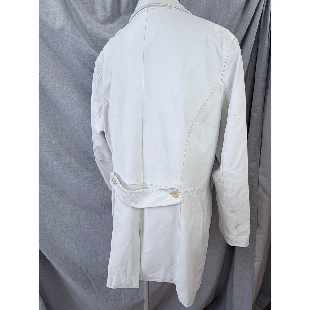 Terry Lewis Classic Luxuries White Genuine Leather Long Coat Size 1X - Picture 9 of 13